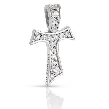 Sterling silver Franciscan Tau cross with zirconia