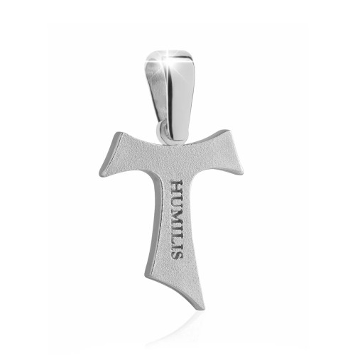 Sterling silver Franciscan Tau Sign Cross with high and low relief