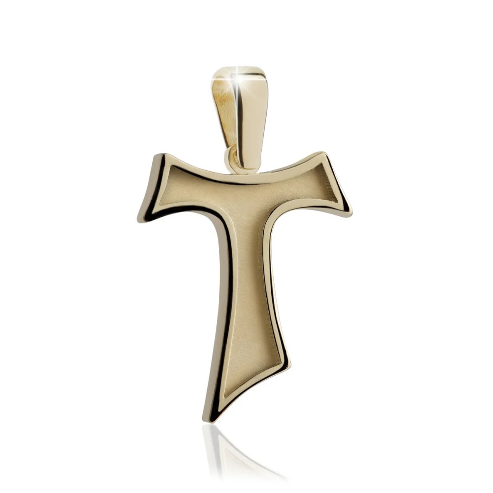 Sterling silver Franciscan Tau Sign Cross with high and low relief