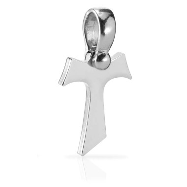 Croce Segno Tau francescano in argento