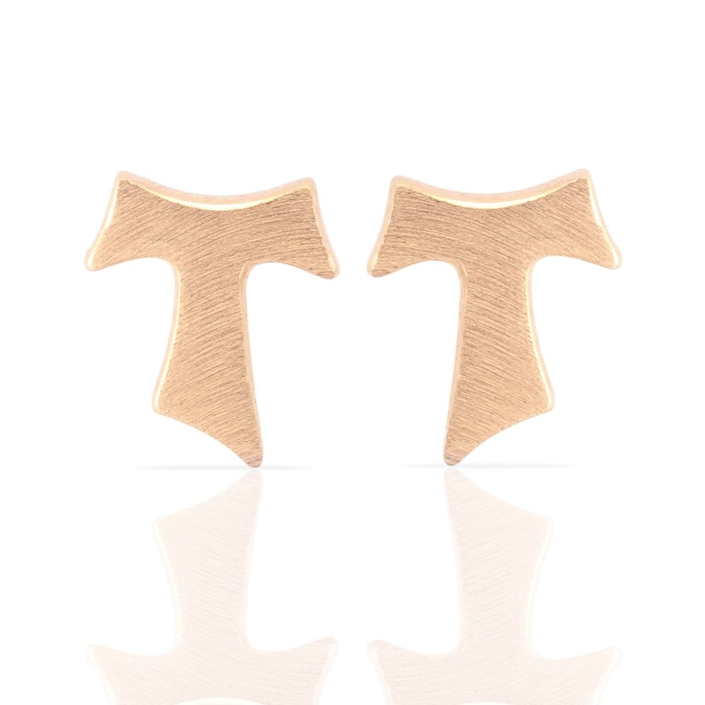 Gold Tau cross earrings