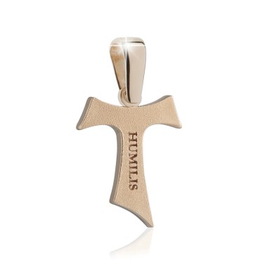 Gold Franciscan Tau Sign Cross with high and low relief