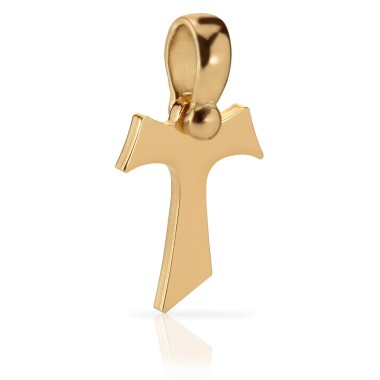 Croce Segno Tau francescano in oro