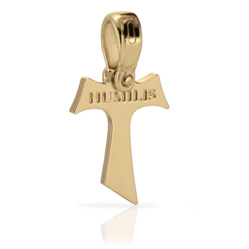 Croce Segno Tau francescano in oro