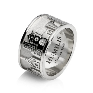 Sterling silver Iter band ring with Assisi monuments