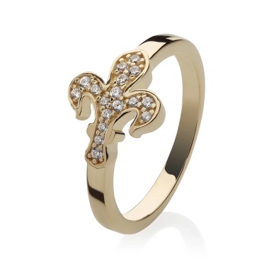 Sterling silver Iter Florence ring with Florentine lily with zirconia