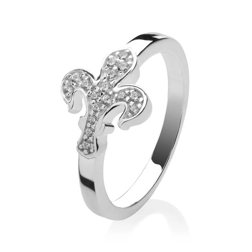 Sterling silver Iter Florence ring with Florentine lily with zirconia