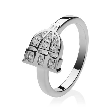 Sterling silver Iter Rome ring St. Peter's Basilica with zirconia