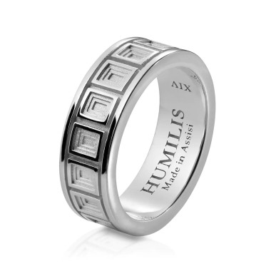 Sterling silver Iter Rome ring band with Pantheon dome coffered