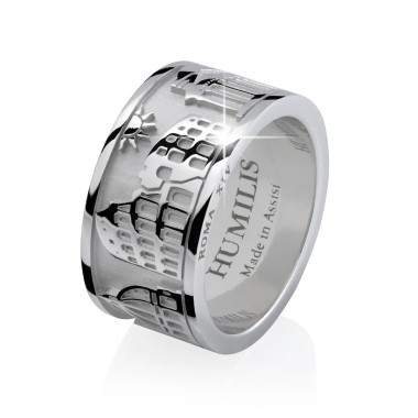 Sterling silver Iter Rome band ring with monuments