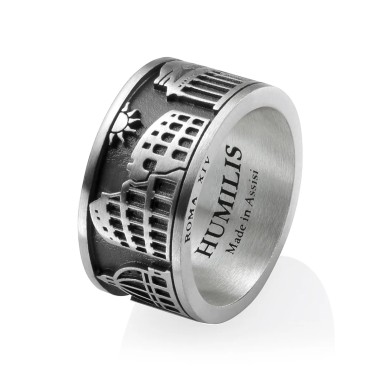 Sterling silver Iter Rome band ring with monuments