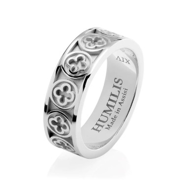 Sterling silver Iter Venice band ring with Palazzo Ducale's quadrilob flower