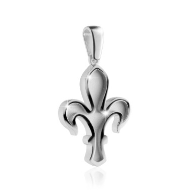 Sterling silver florentine lily pendant with high and low relief