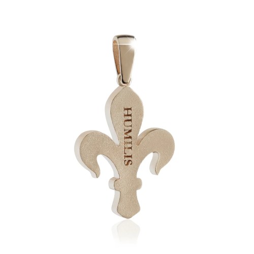 Sterling silver florentine lily pendant with high and low relief