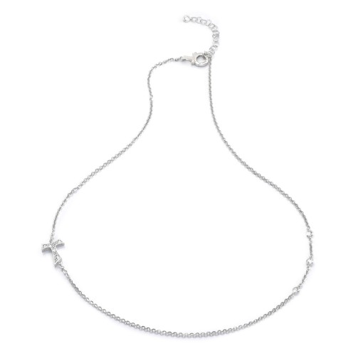 Collana Segno Tau francescano in argento e zirconi