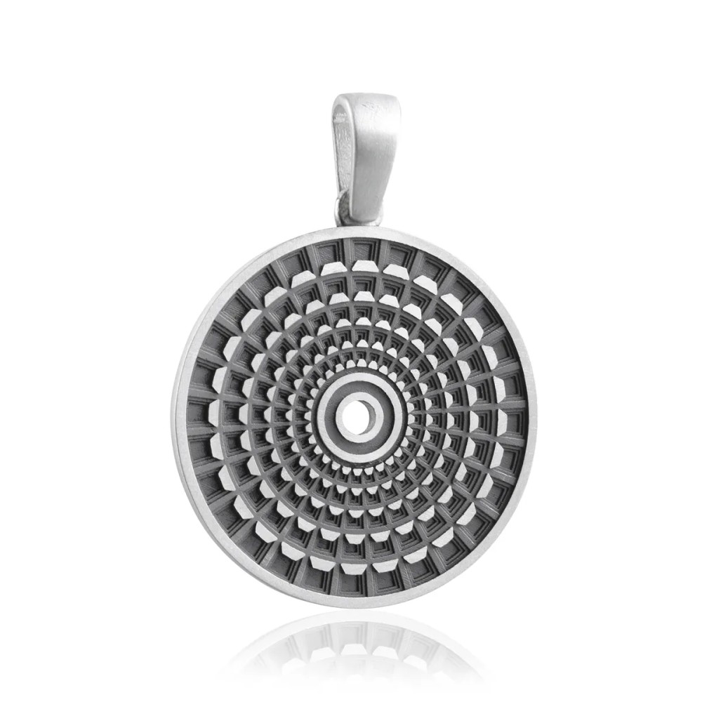 Sterling silver Rome small Pantheon round pendant