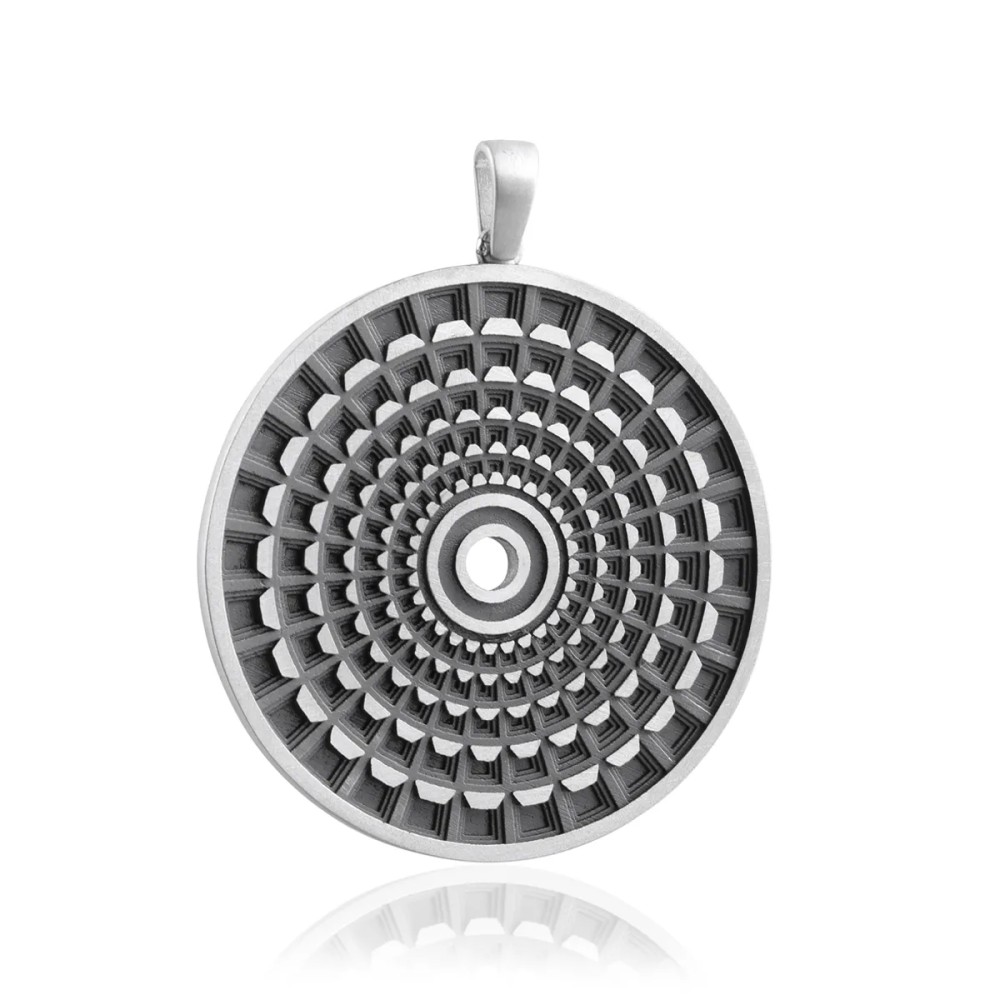 Sterling silver Rome Pantheon round pendant