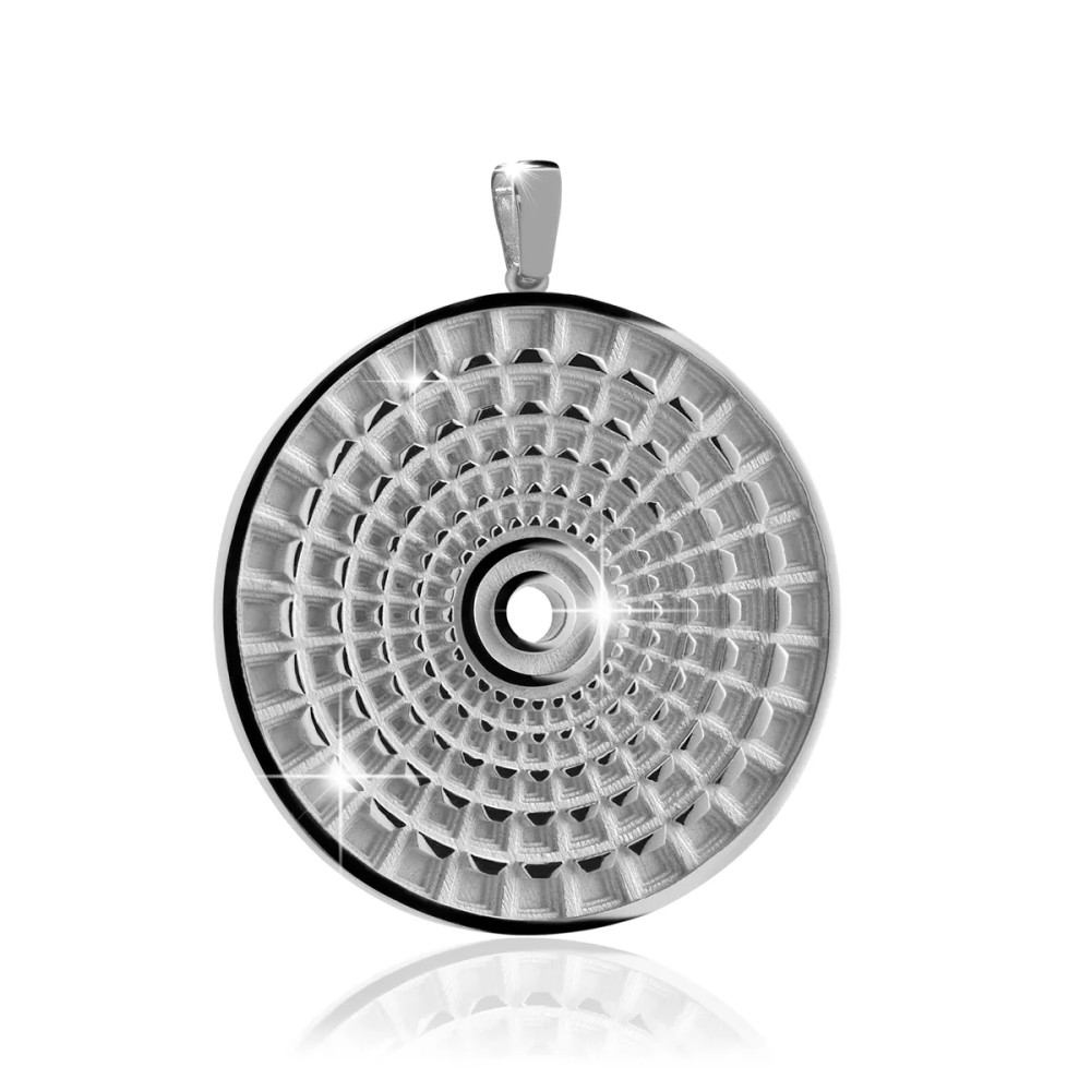 Sterling silver Rome Pantheon round pendant