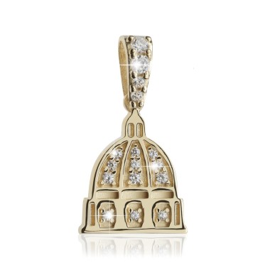 Gold St. Peter's basilica pendant with zirconia