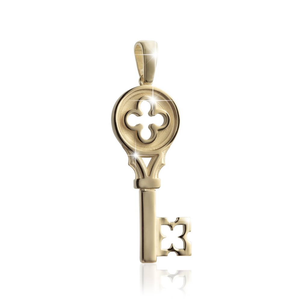 Sterling silver Iter Venice key pendant with Palazzo Ducale's quadrilob flower