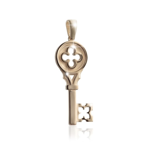 Sterling silver Iter Venice key pendant with Palazzo Ducale's quadrilob flower