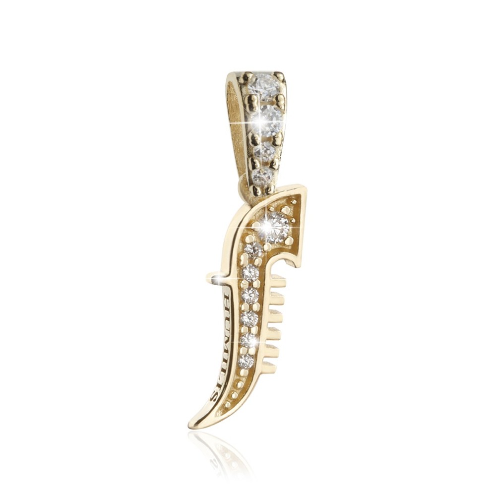 Gold Iter Venice pendant gondola bow ornament with zirconia