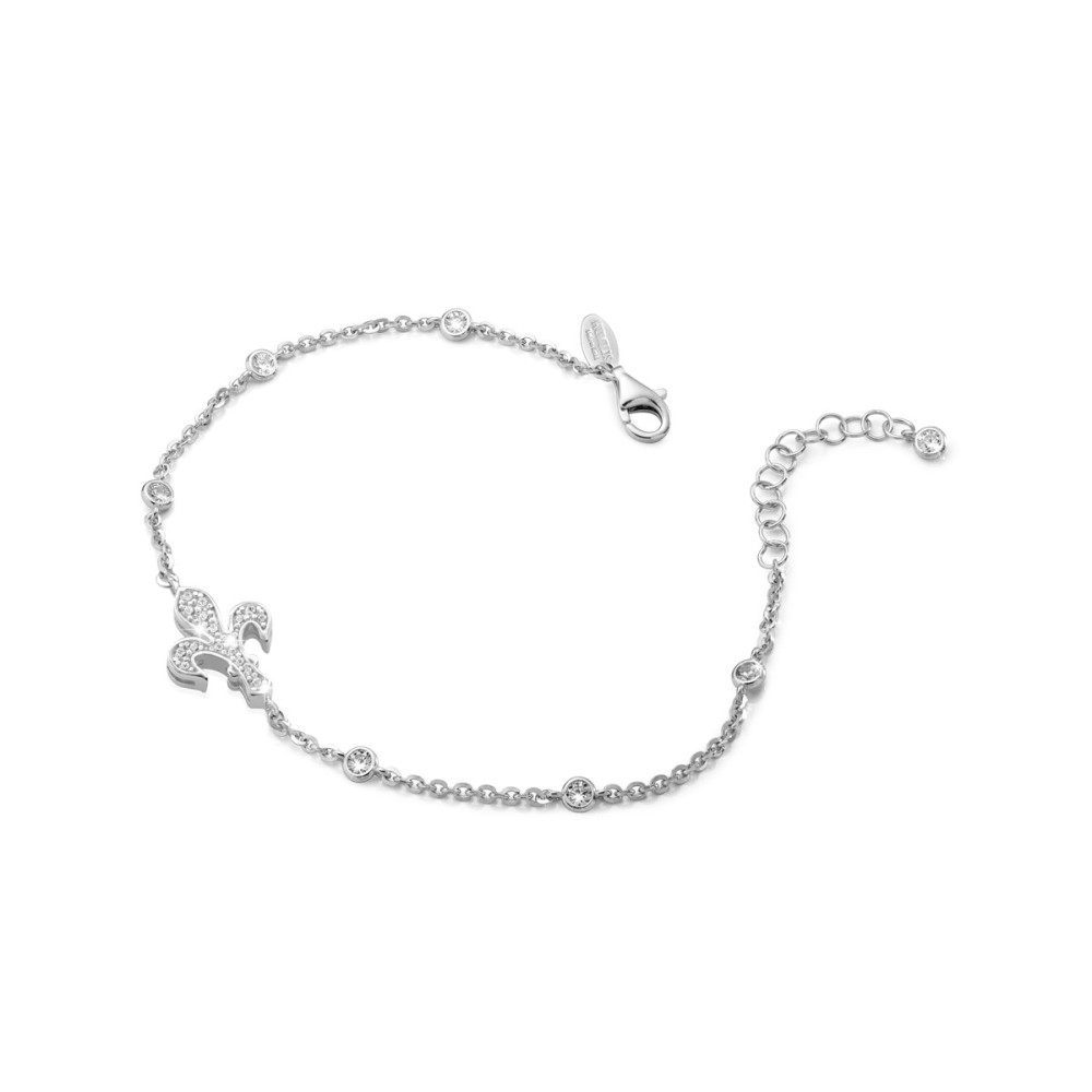 Sterling silver Iter bracelet lily with zirconia inspired by the simbol of Florence