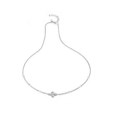 Sterling silver Iter Florence lily necklace with zirconia