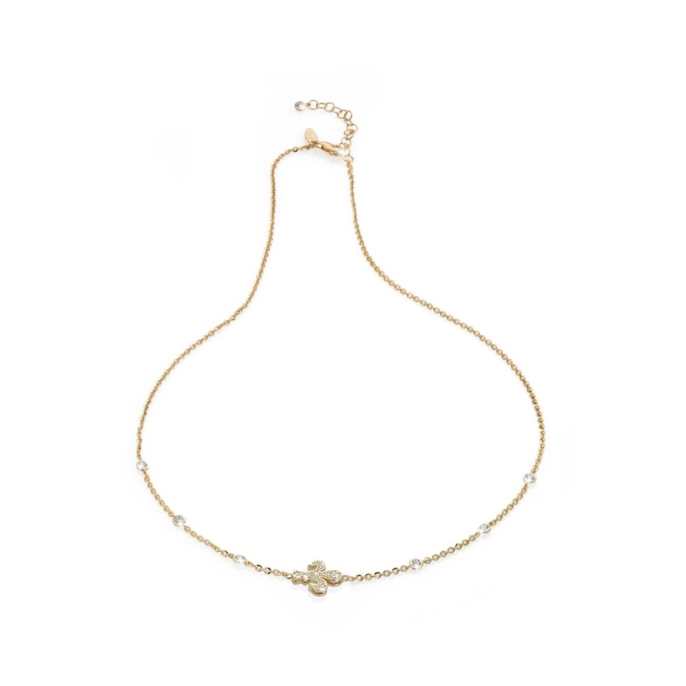 Gold Iter Florence necklace with Florentine lily and zirconia