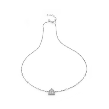 Sterling silver Iter Rome necklace, with the dome of St. Peter and zirconia