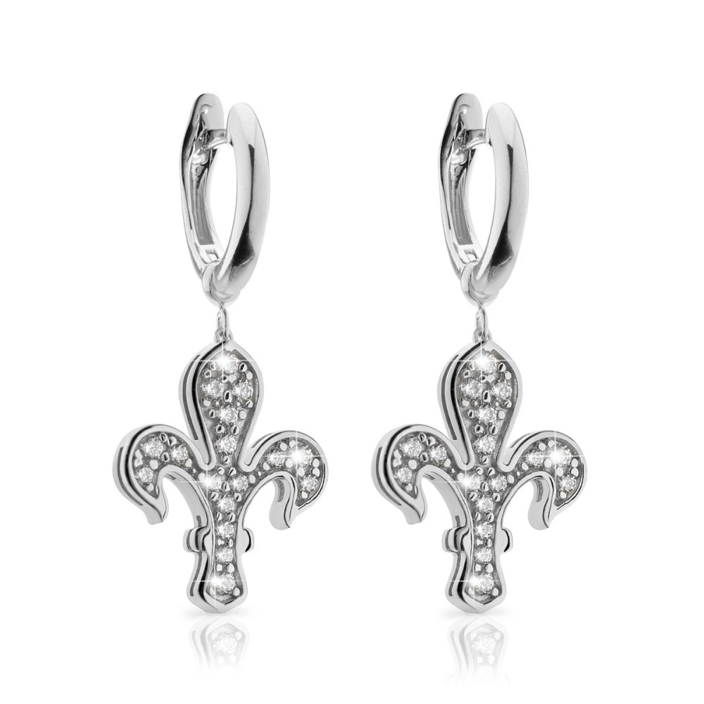 Sterling silver Iter Florence collection earrings with lily flower and zirconia