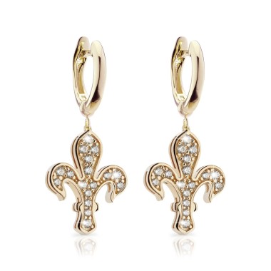 Gold Iter Florence collection earrings with lily flower and zirconia