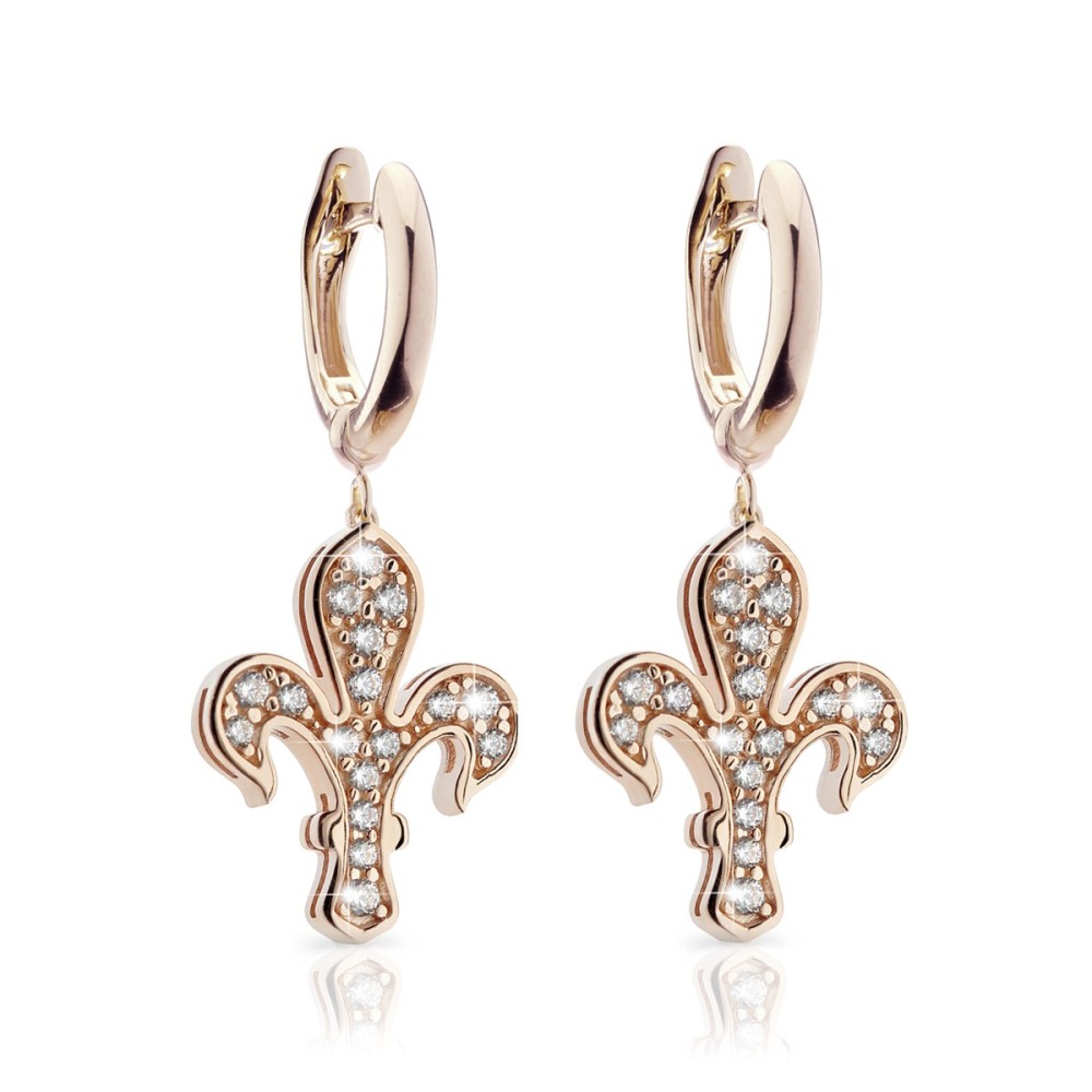 Gold Iter Florence collection earrings with lily flower and zirconia