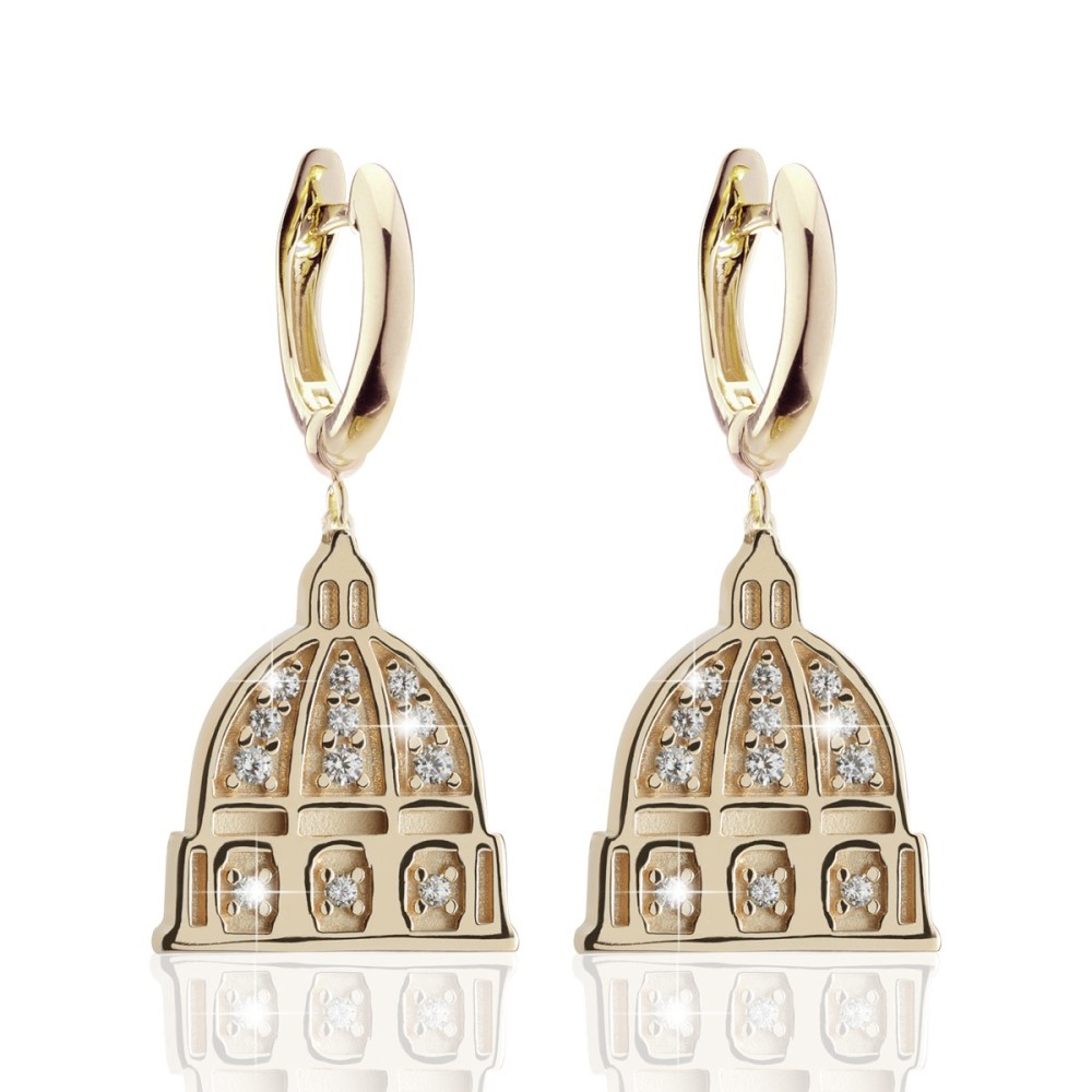 Sterling silver Iter Rome collection earrings with St. Peter's dome with zirconia