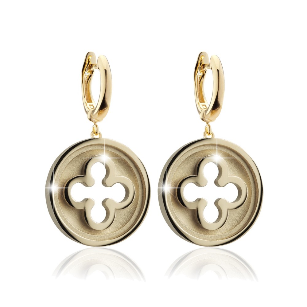 Gold Iter Venice earrings with Palazzo Ducale's quadrilob flower