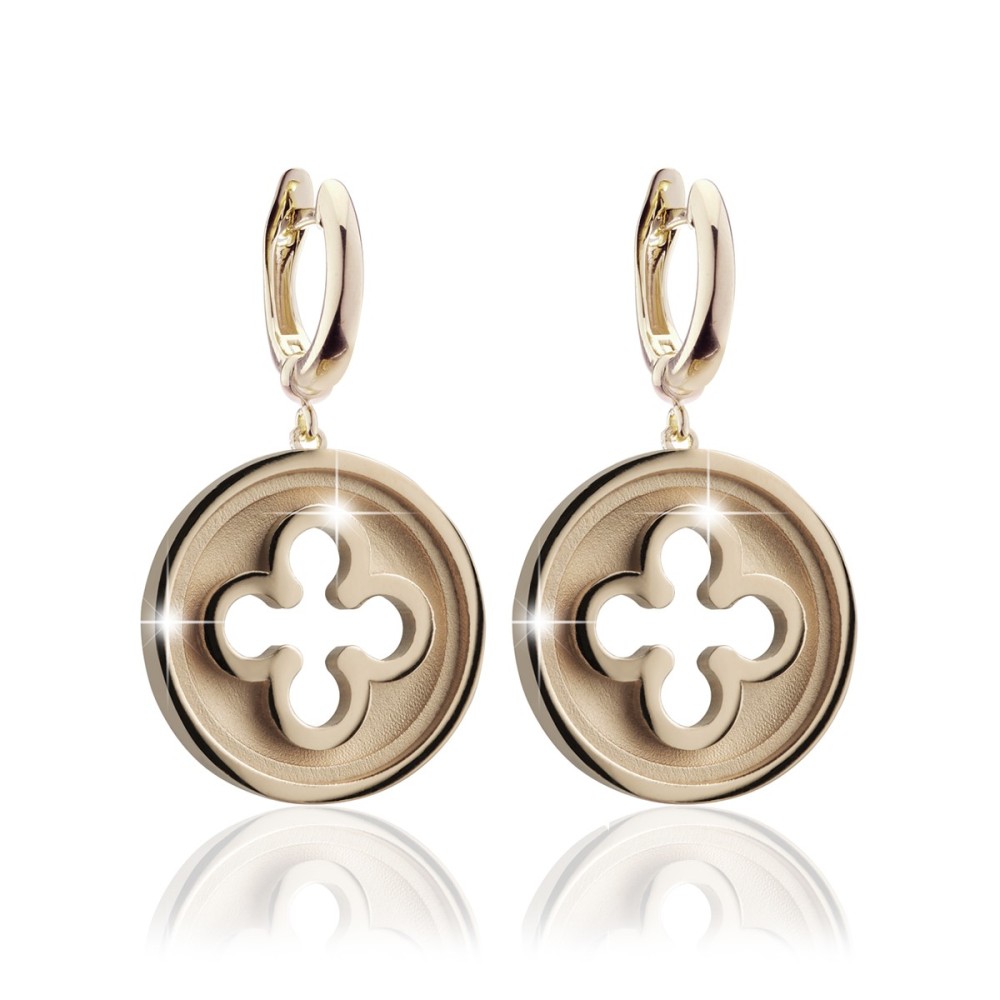 Gold Iter Venice earrings with Palazzo Ducale's quadrilob flower