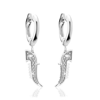 Sterling silver Iter Venice earrings with gondola bow ornament and zirconia