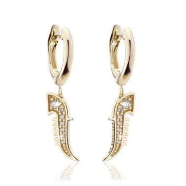 Gold Iter Venice earrings with gondola bow ornament and zirconia