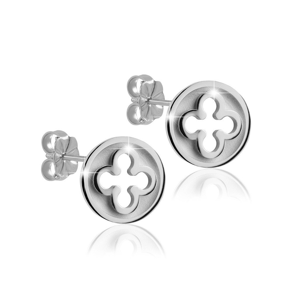 Sterling silver Iter Venice small earrings with Palazzo Ducale's quadrilob flower
