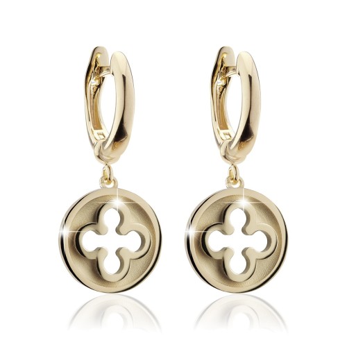 Sterling silver Iter Venice small hanging earrings with Palazzo Ducale's quadrilob flower