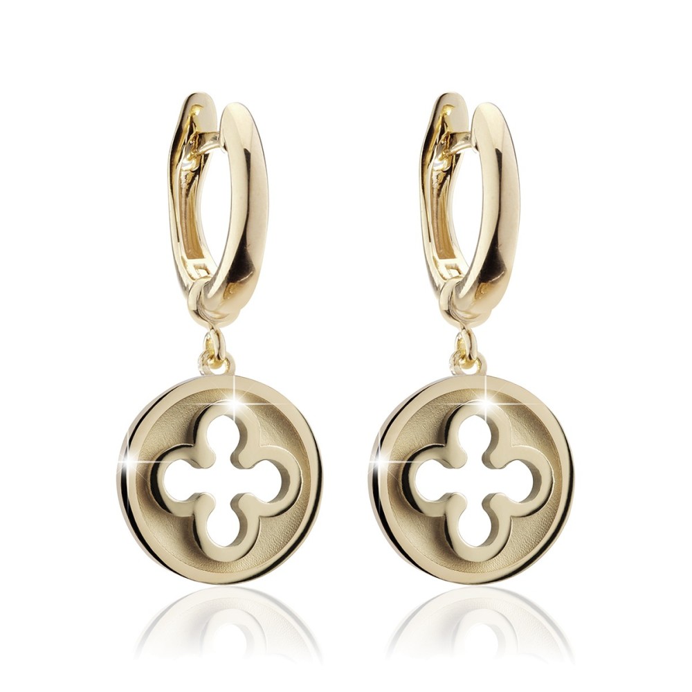 Gold Iter Venice small hanging earrings with Palazzo Ducale's quadrilob flower