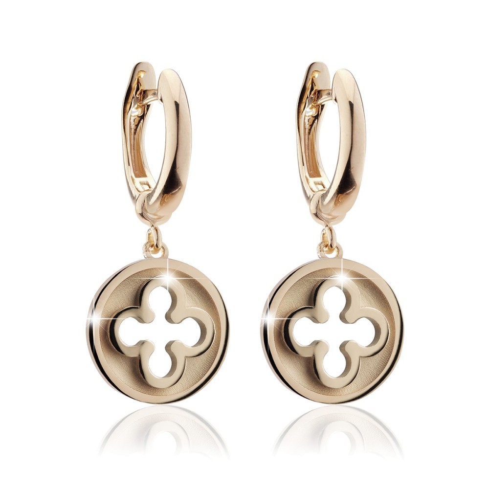 Gold Iter Venice small hanging earrings with Palazzo Ducale's quadrilob flower