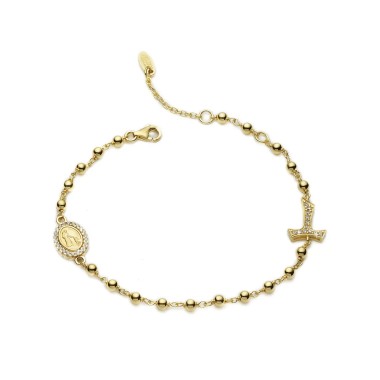Gold Rosary bracelet with decade Tau cross St. Francis and miracolous Virgin medal