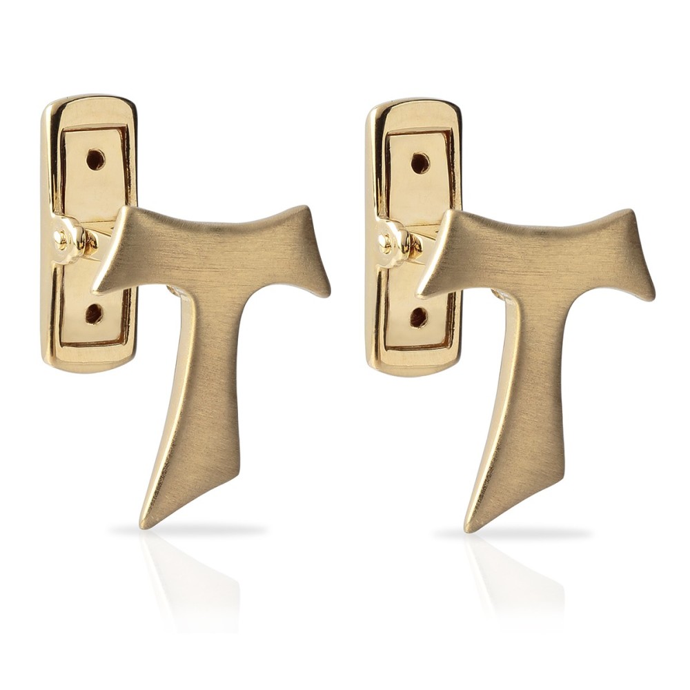 Gold Franciscan Tau cross cufflinks