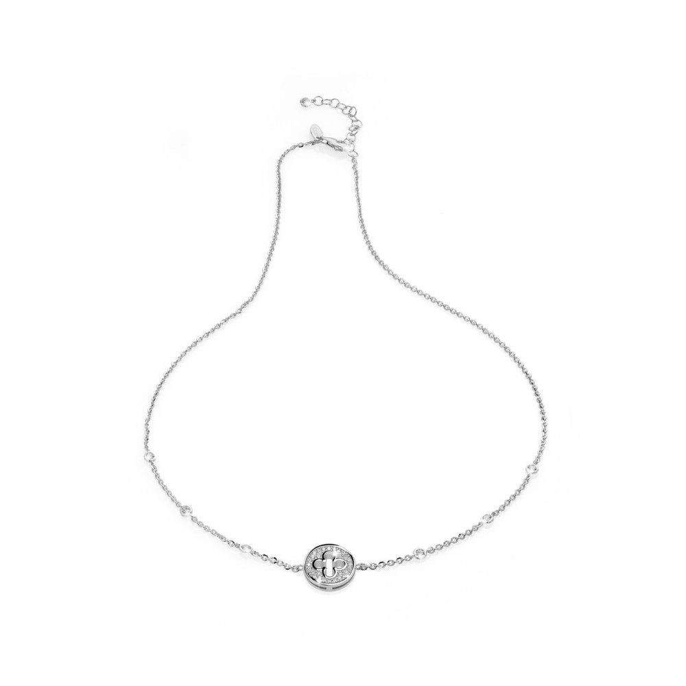 Sterling silver Iter Venice necklace with Palazzo Ducale's quadrilob flower with zirconia