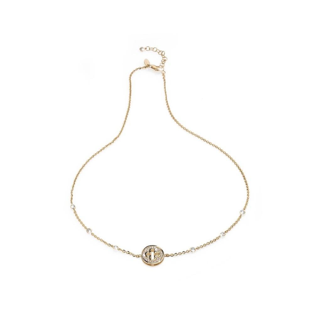 Gold Iter Venice necklace with Palazzo Ducale's quadrilob flower with zirconia Gold Iter Venice necklace with Palazzo Ducale's quadrilob flower with zirconia
