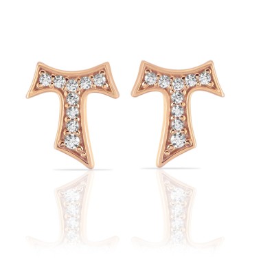 Sterling silver Tau cross earrings with zirconia