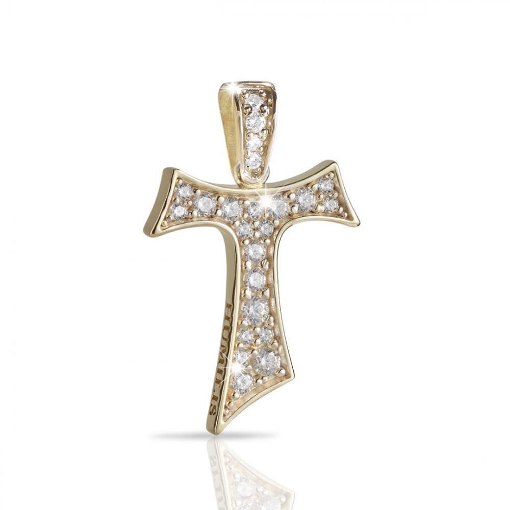 Sterling silver Franciscan Tau cross with stones