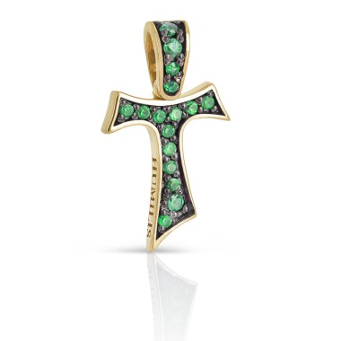 Gold Franciscan Tau cross Canticum collection with stones