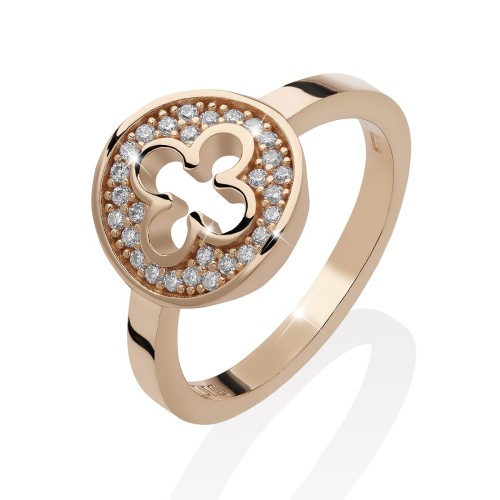 Gold Iter Venice ring with Palazzo Ducale's quadrilob flower and diamonds